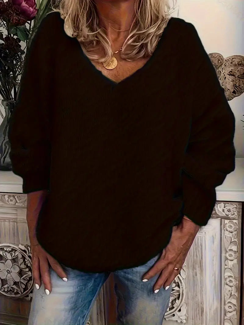 Schmidt - Afslappet Langærmet Trøje Med V-Hals