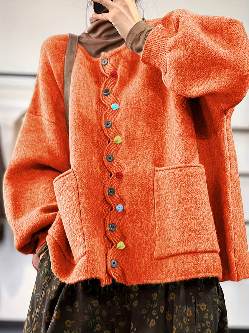 Kynza - Overdimensioneret Kardigan Med Farverige Knapper Foran