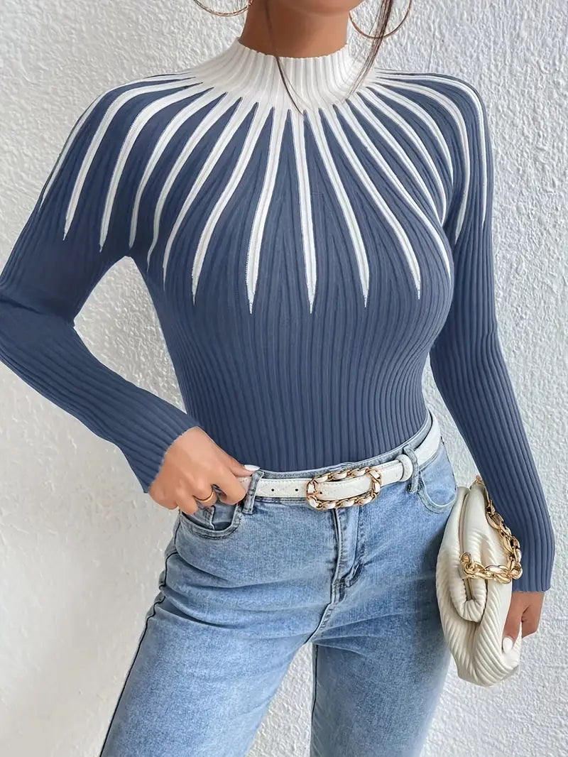 Maider - Elegant Langærmet Sweater Med Høj Hals