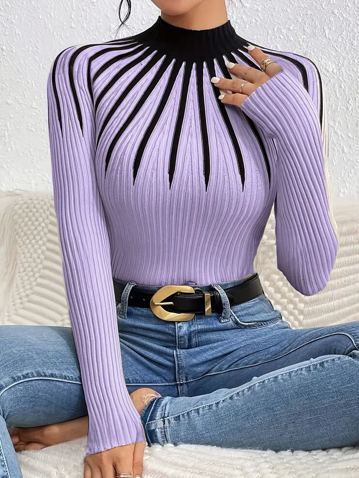 Maider - Elegant Langærmet Sweater Med Høj Hals