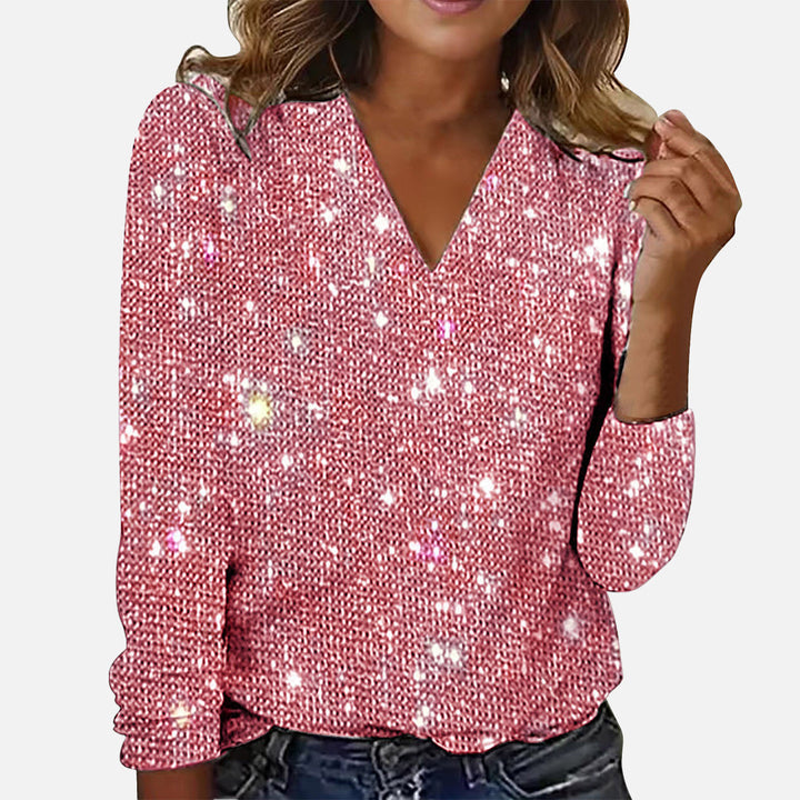 Yinthe - Bluse Med V-Hals Og Diamanter