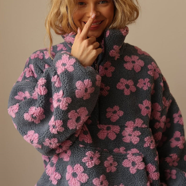 Azelma - Langærmet Fleece Sweater Med Blomster Trykke