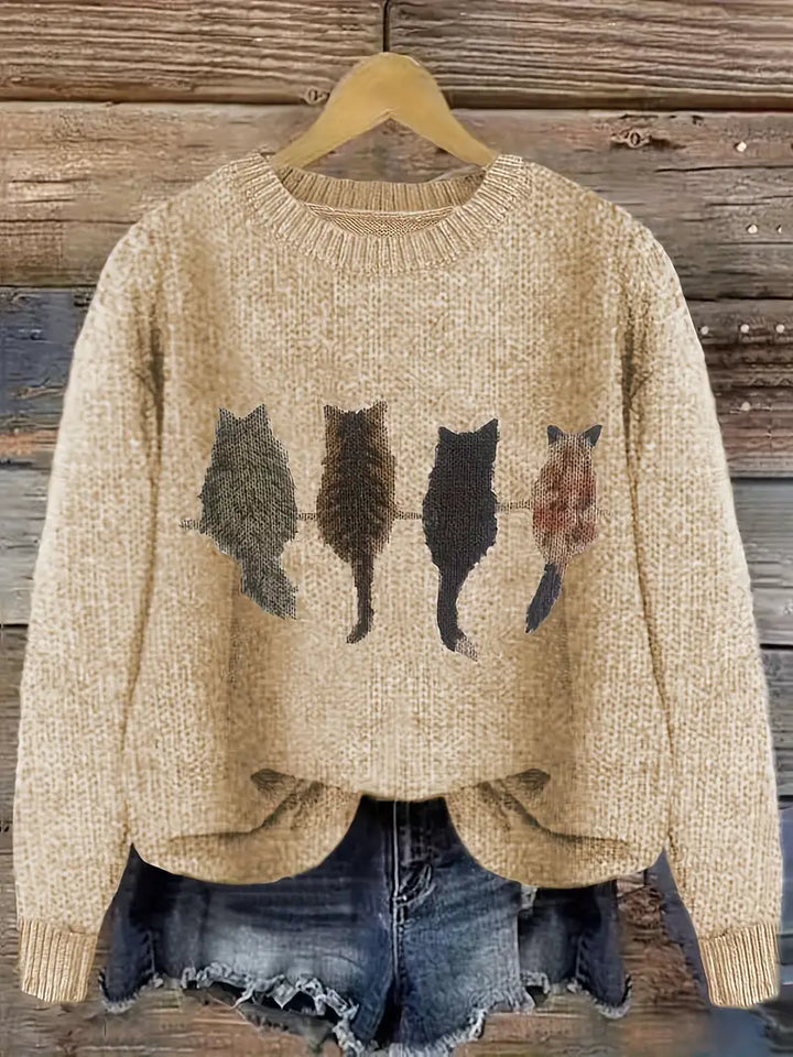 Urvana - Katte Udskriv Langærmet Sweater