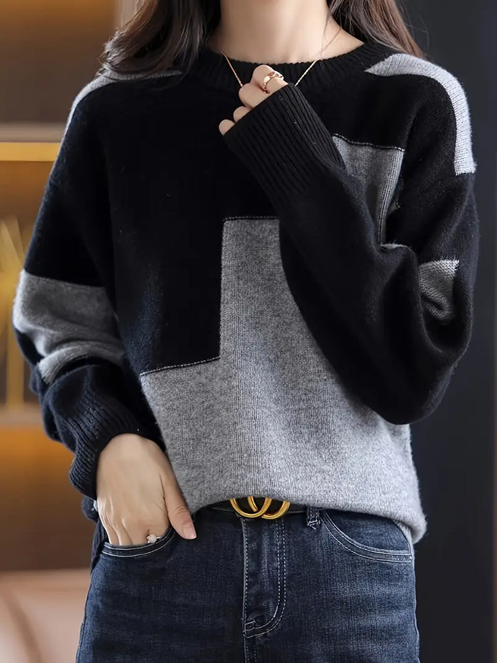 Gala - Elegant Langærmet Trøje Med Geometrisk Mønster