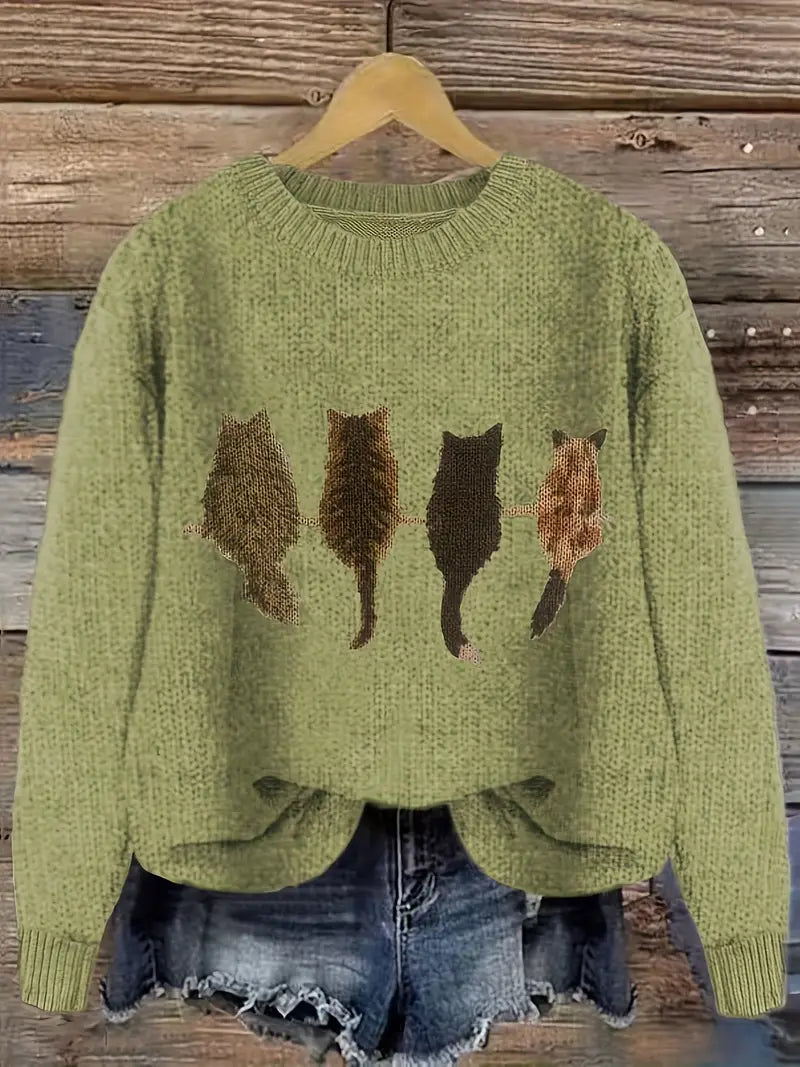 Urvana - Katte Udskriv Langærmet Sweater
