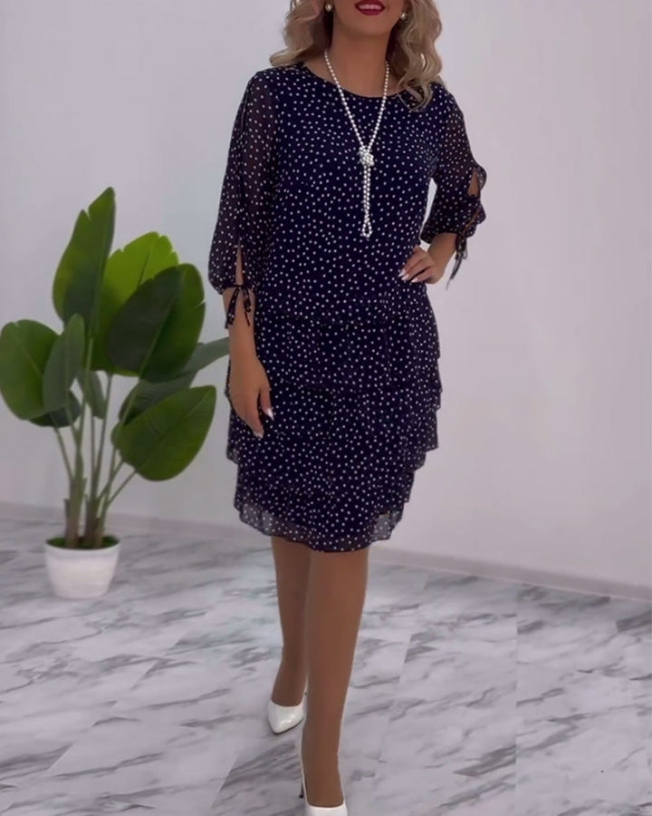 Eralyn - Polka Kjole Med Flæser Og Slidsede ærmer