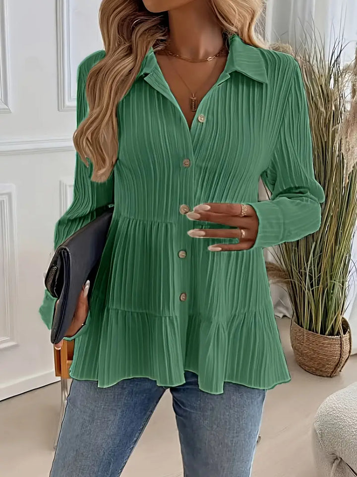 Majlinda - Stilfuld Langærmet Skjorte Med Knapper