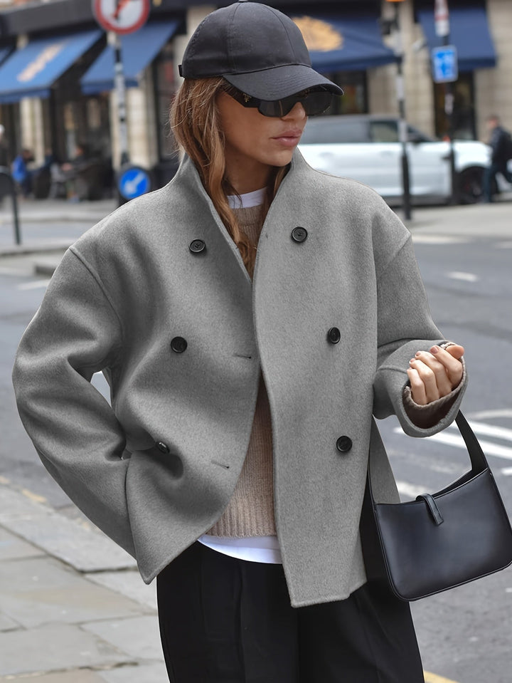 Deanne - Elegant Dobbeltradet Beige Frakke