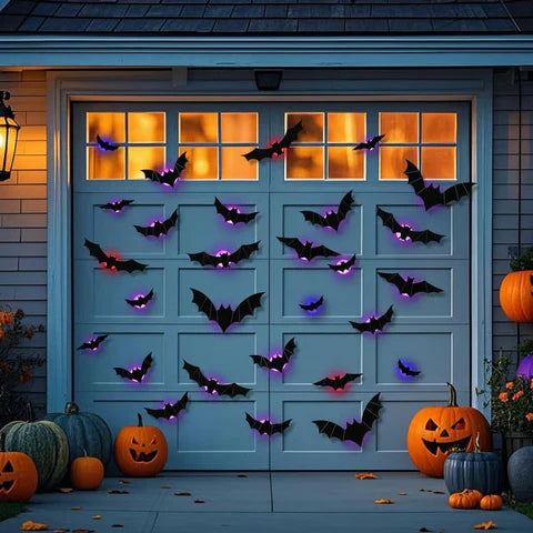 GlowWing - Lysende 3D Flagermus Halloween Vægdekorationsklistermærker
