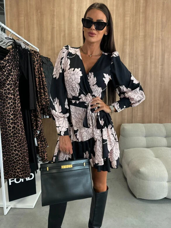 Adinda - Mini Kjole Med Blomster Udskriv