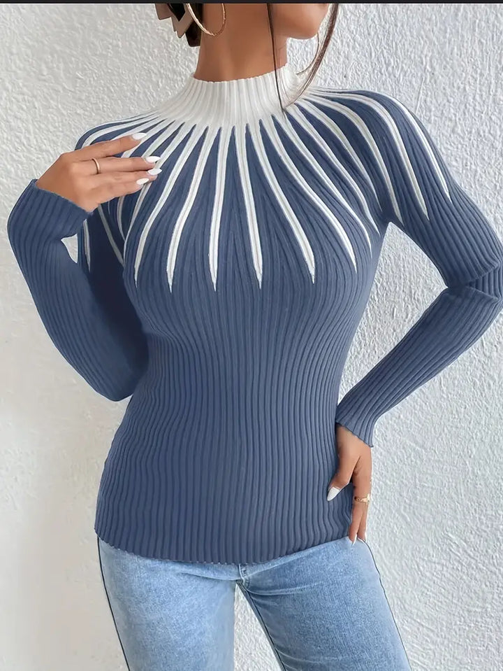 Maider - Elegant Langærmet Sweater Med Høj Hals