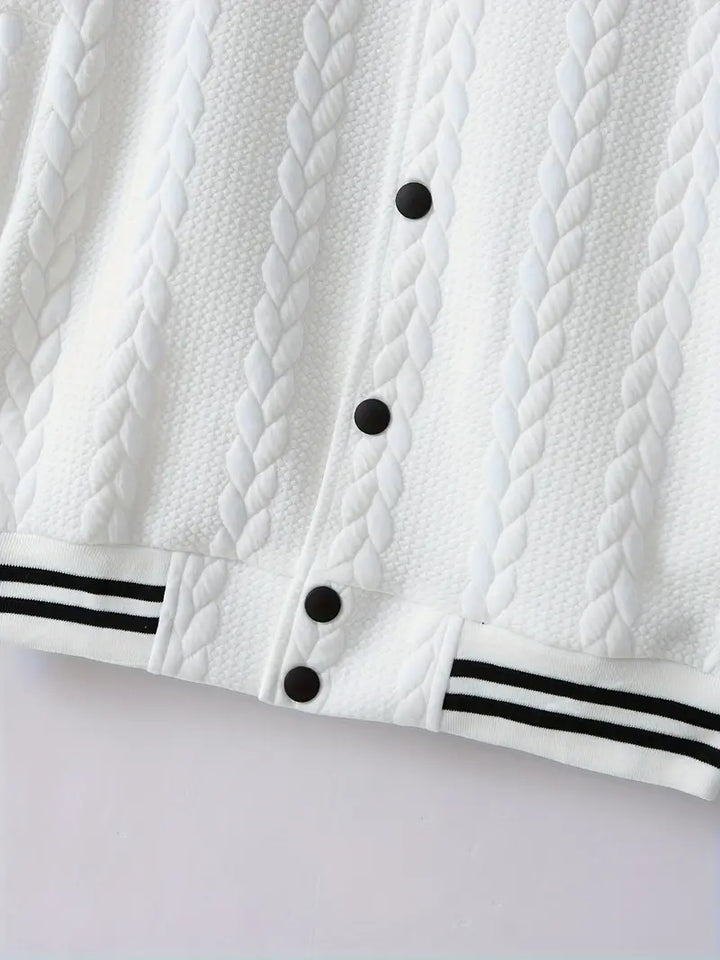 Felips - Stripe Decor Jacquard Baseball Jakke