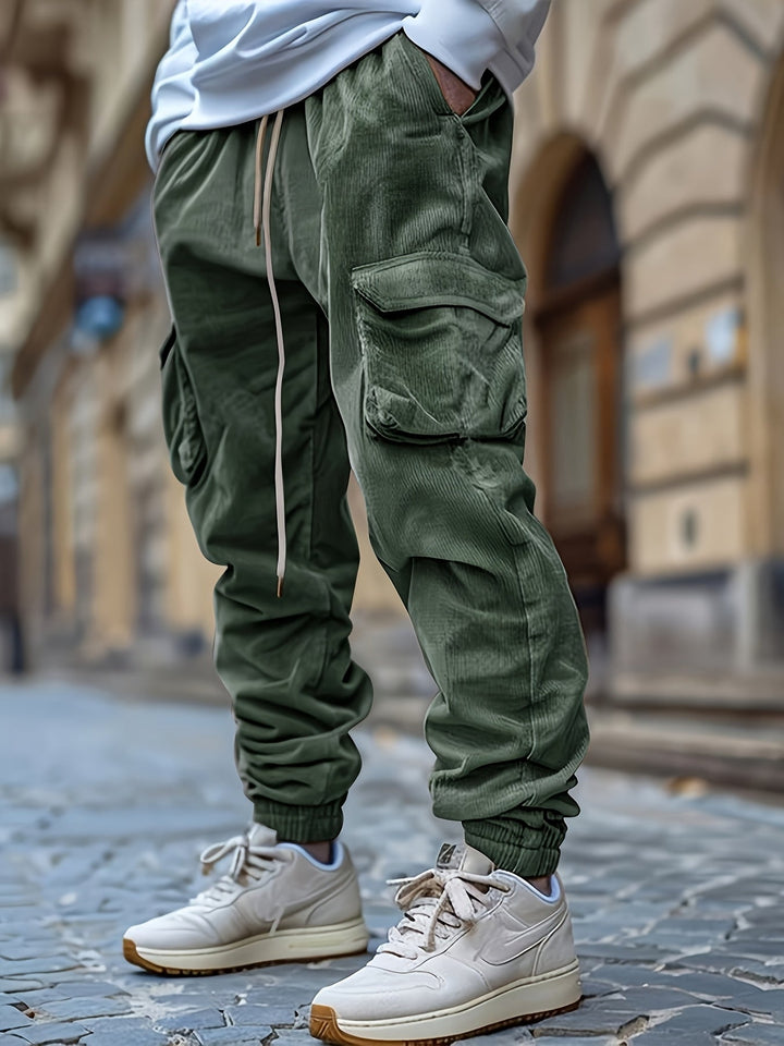 Genevieve - Corduroy Joggingbukser Med Snøre Taljen