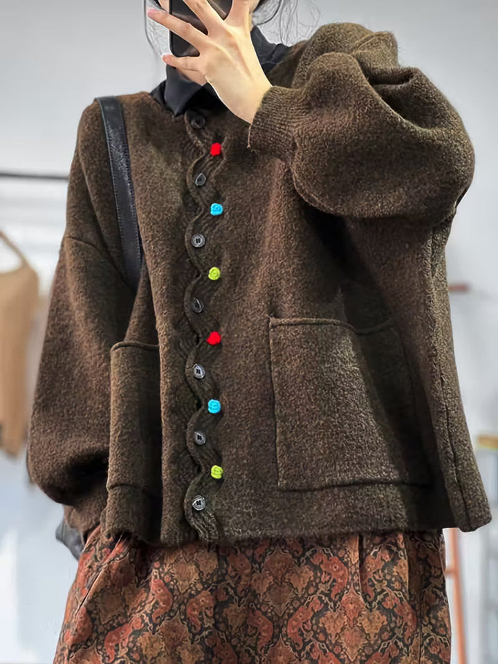 Kynza - Overdimensioneret Kardigan Med Farverige Knapper Foran