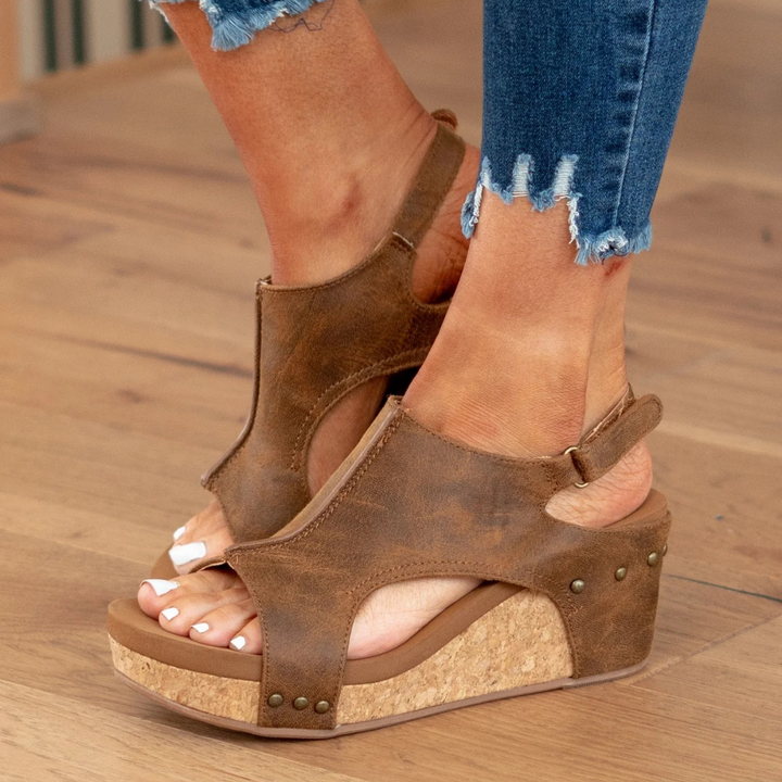Makrina - Komfortable Sandaler Med Kilehæl