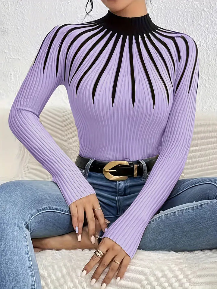 Maider - Elegant Langærmet Sweater Med Høj Hals