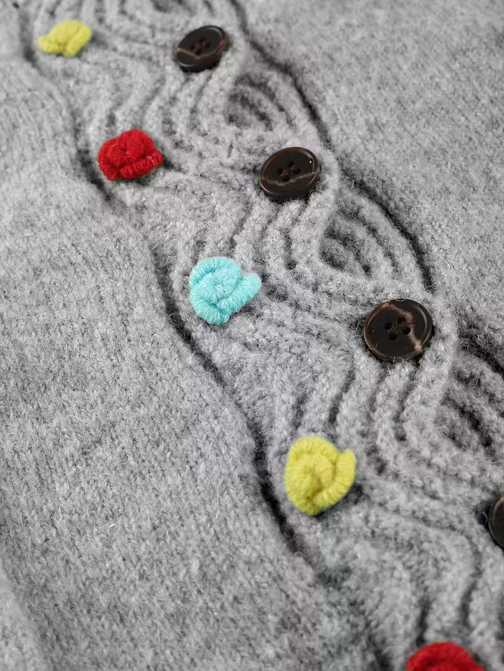 Kynza - Overdimensioneret Kardigan Med Farverige Knapper Foran