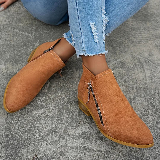 Farah - Ortopædiske Læderankelstøvler Med Lynlås