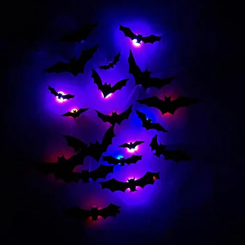 GlowWing - Lysende 3D Flagermus Halloween Vægdekorationsklistermærker