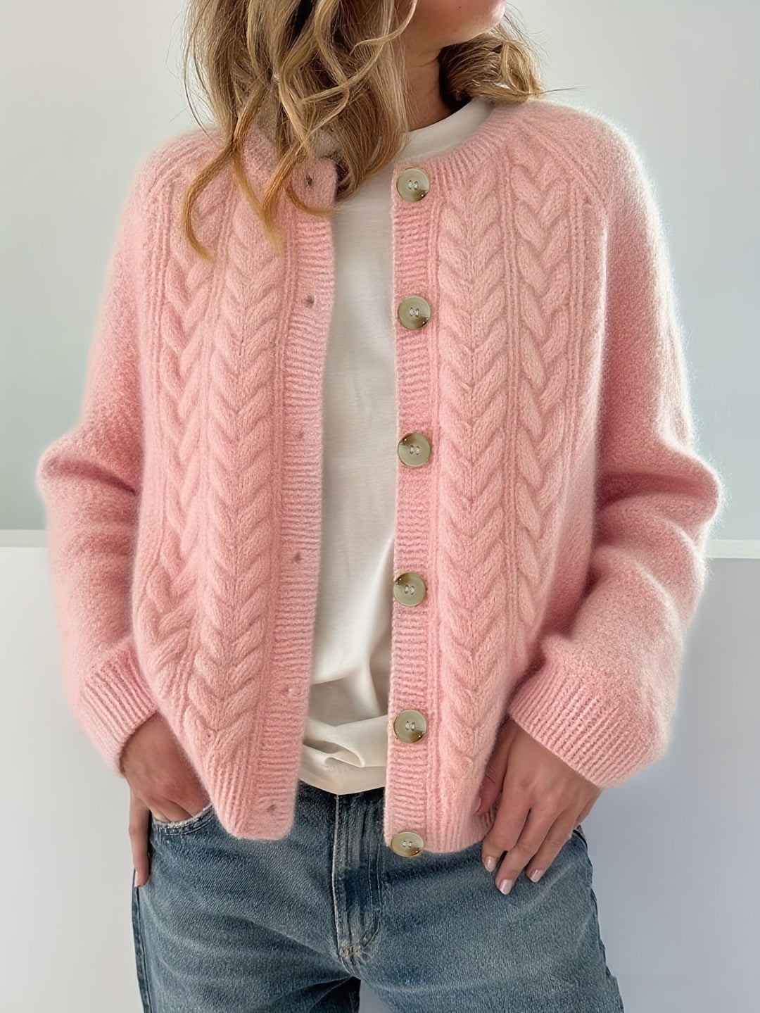 Dwina -  Kabelstrikket Cardigan Med Knapper