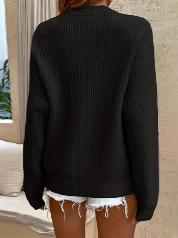 Zeline - Knap Op Sweater Med Lange ærmer