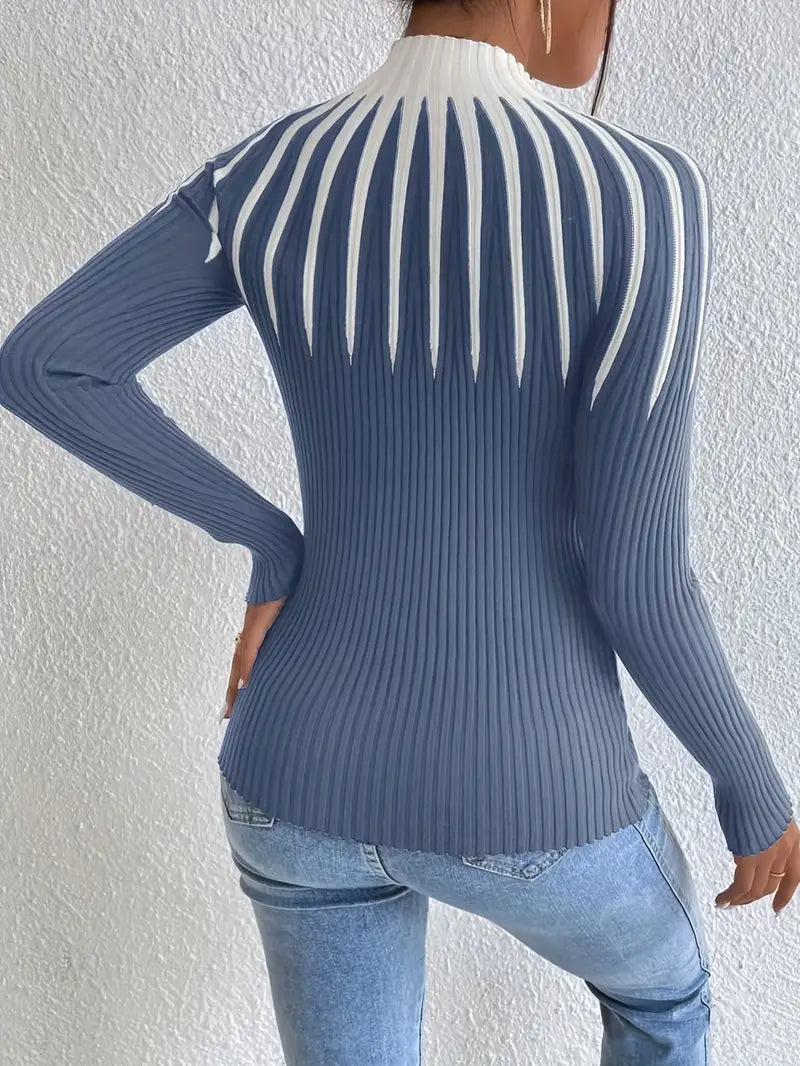 Maider - Elegant Langærmet Sweater Med Høj Hals