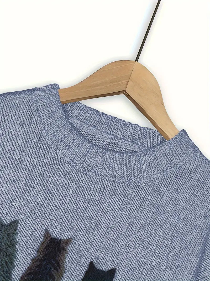 Urvana - Katte Udskriv Langærmet Sweater