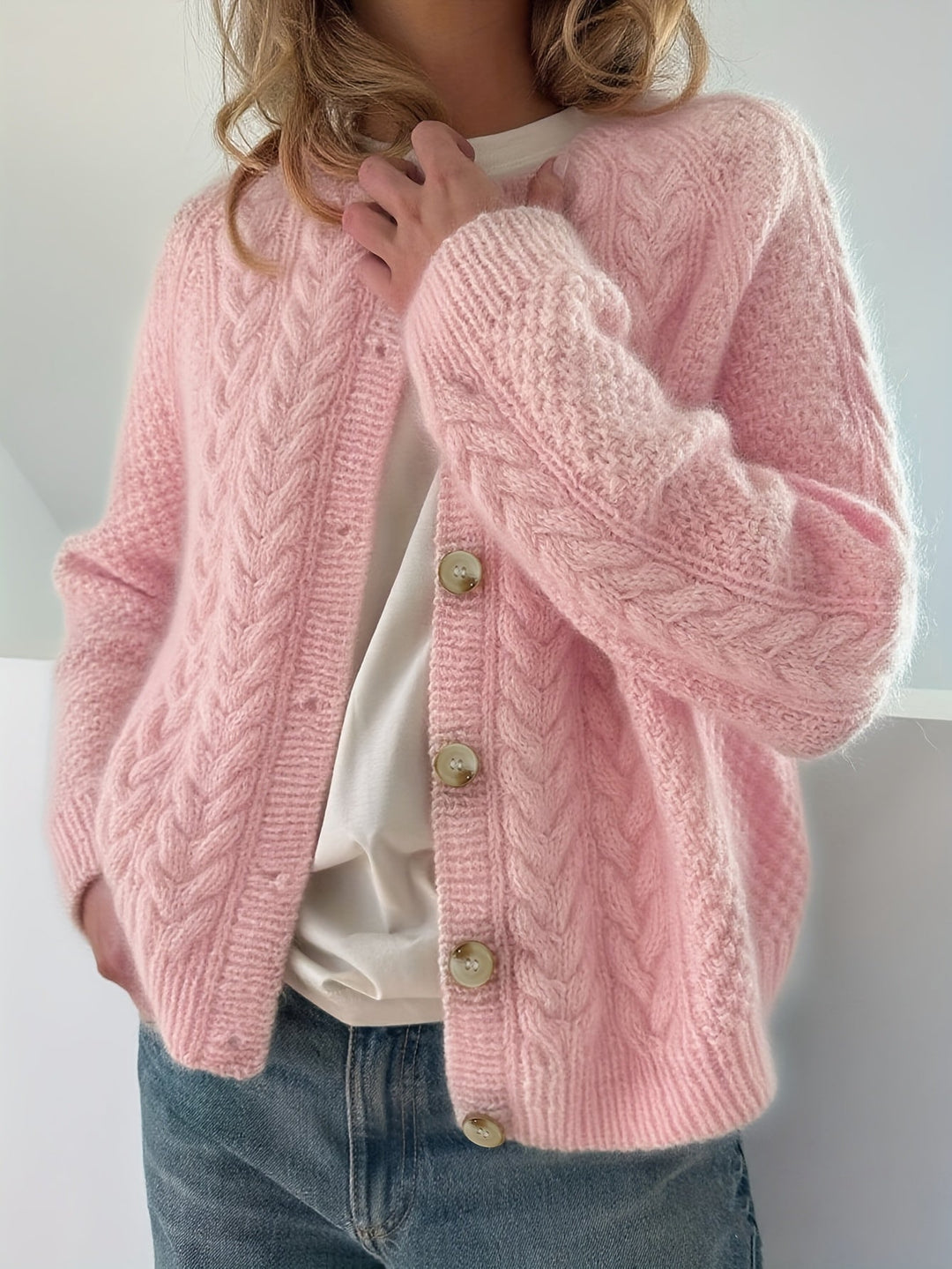 Dwina -  Kabelstrikket Cardigan Med Knapper
