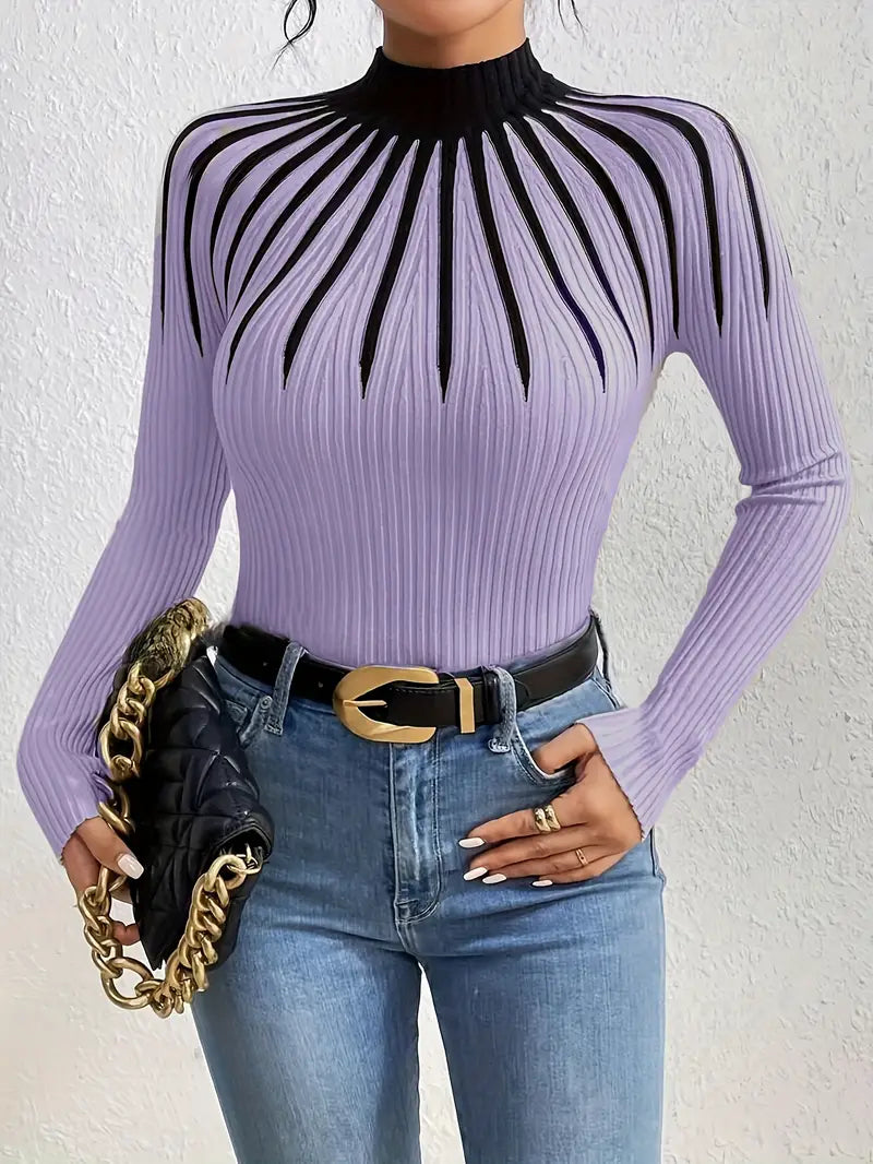 Maider - Elegant Langærmet Sweater Med Høj Hals