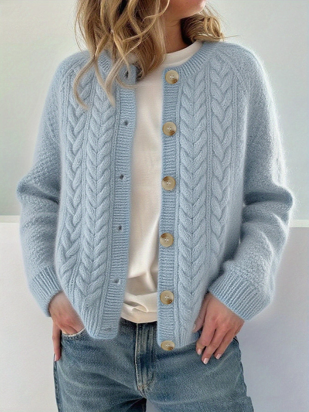 Dwina -  Kabelstrikket Cardigan Med Knapper