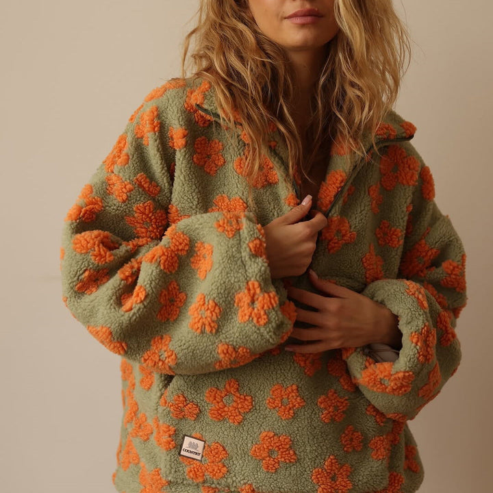 Azelma - Langærmet Fleece Sweater Med Blomster Trykke