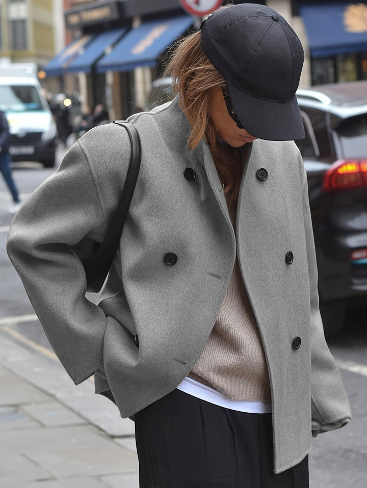 Deanne - Elegant Dobbeltradet Beige Frakke