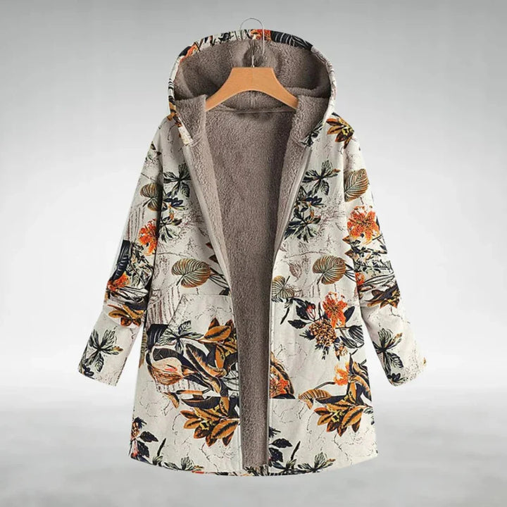 Panida - Stilfuld Fleece Jakke Med Blomster Mønster