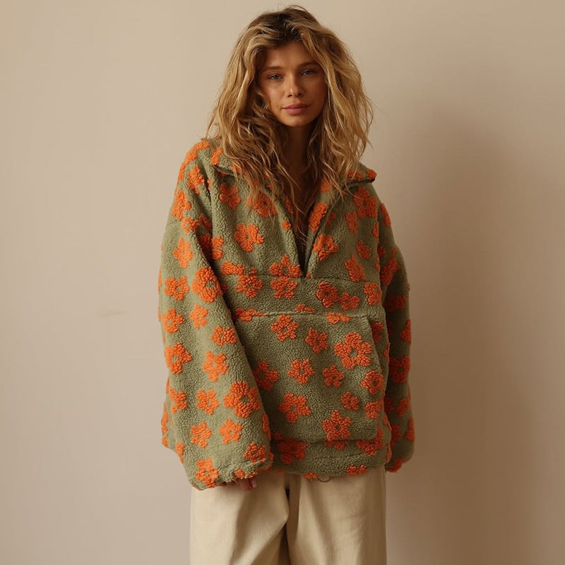 Azelma - Langærmet Fleece Sweater Med Blomster Trykke