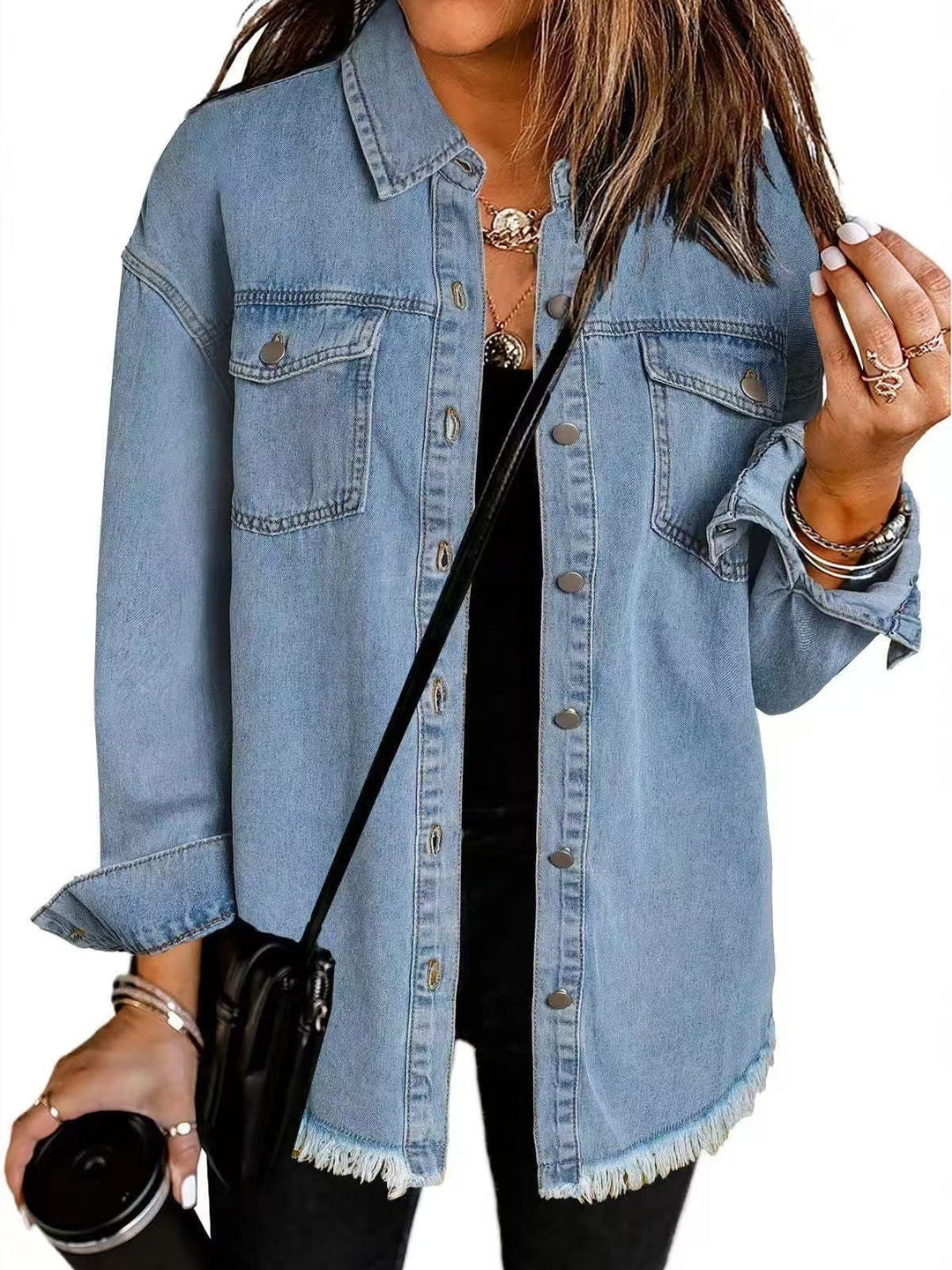 Jolien – LangærMet Denimjakke Med Lommer