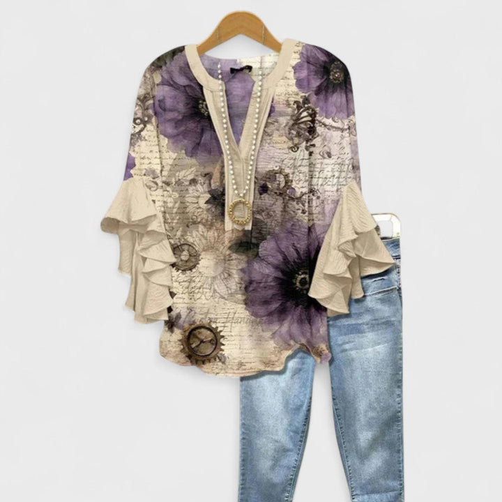 Rachida – Elegant Bluse Med Blomster Udskriv