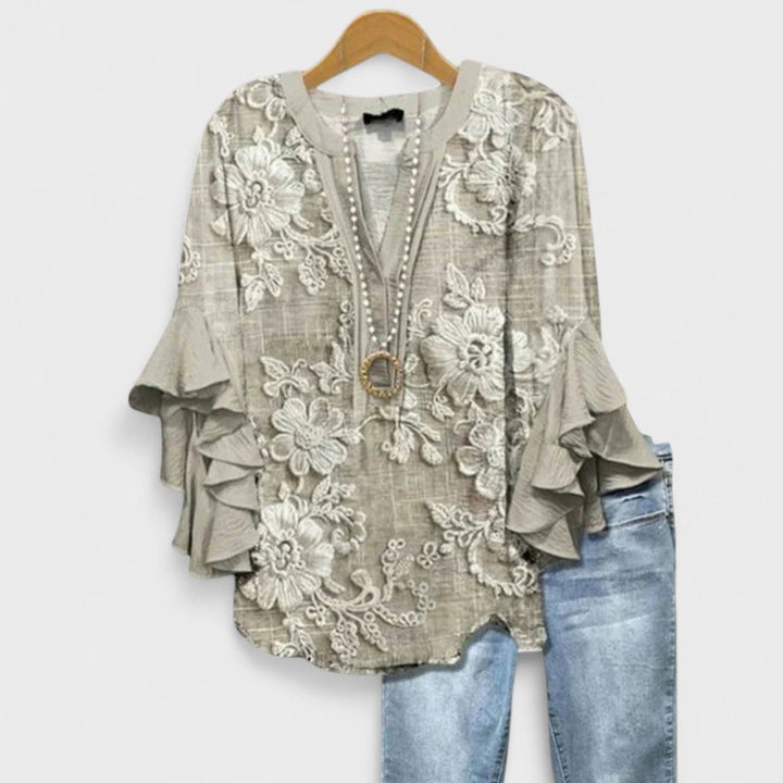 Rachida – Elegant Bluse Med Blomster Udskriv