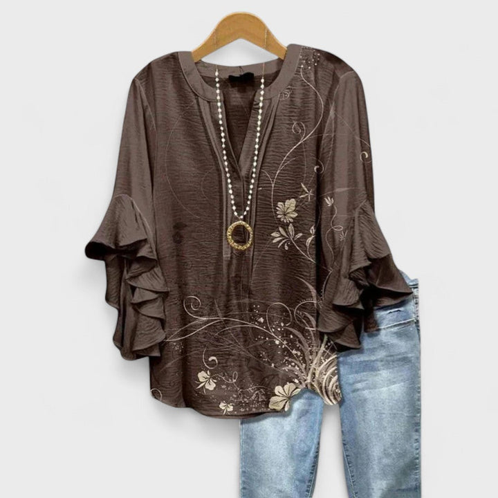 Rachida – Elegant Bluse Med Blomster Udskriv