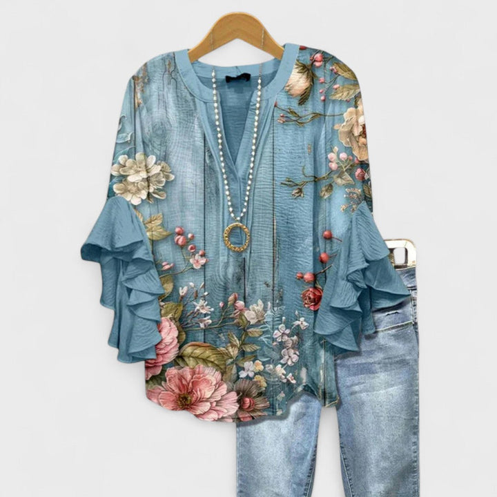 Rachida – Elegant Bluse Med Blomster Udskriv