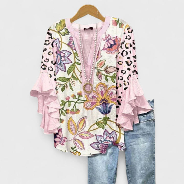 Rachida – Elegant Bluse Med Blomster Udskriv