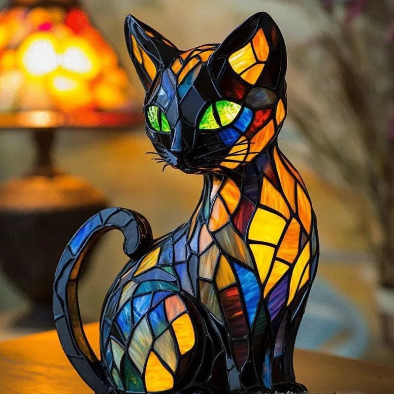 WhiskaGlow - Lysende Midnatsblå Katte Lampe