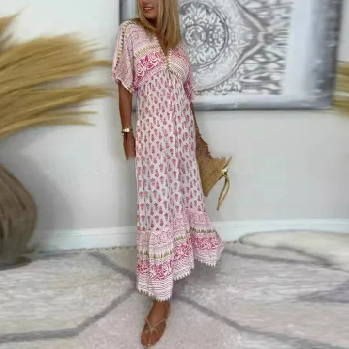 Krista - Boho maxi kjole med Udskriv