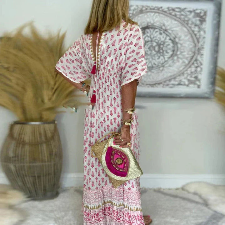 Krista - Boho maxi kjole med Udskriv