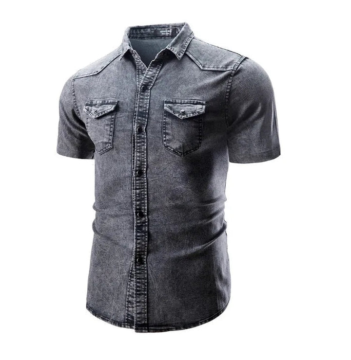 Sean - Kortærmet Denim Skjorte Med Lommer