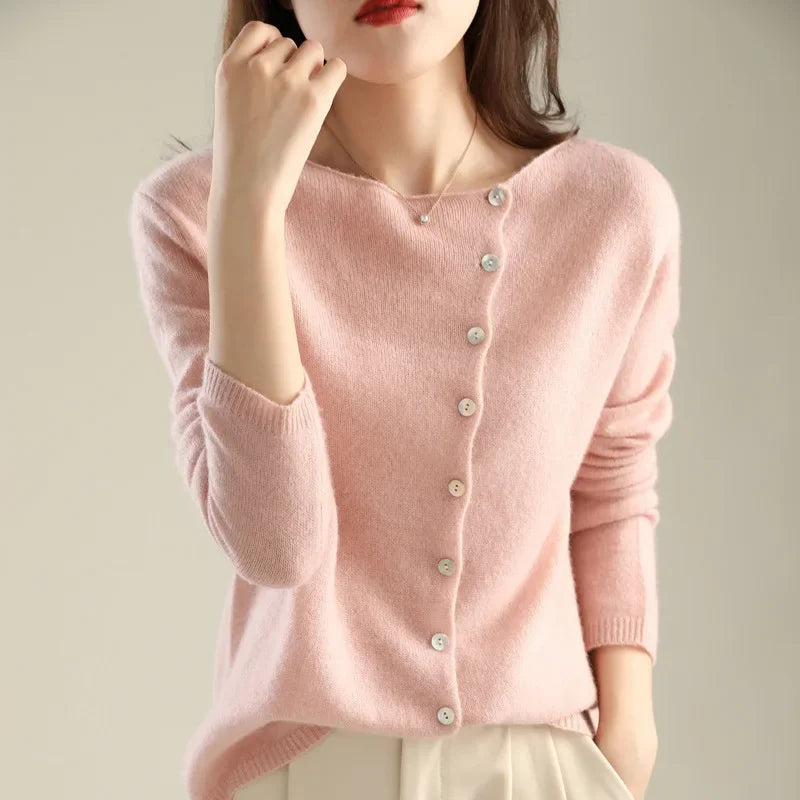 Huerta - Elegant Strikket Cardigan Med Knapper