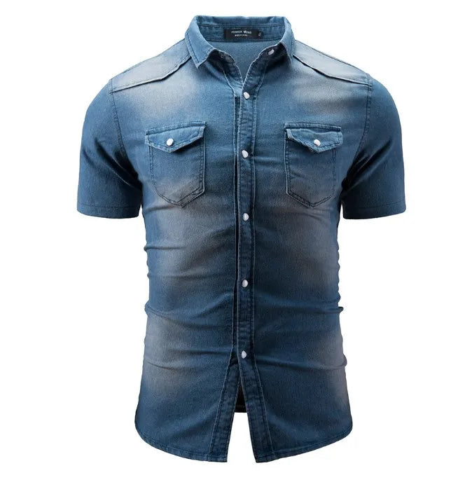 Sean - Kortærmet Denim Skjorte Med Lommer