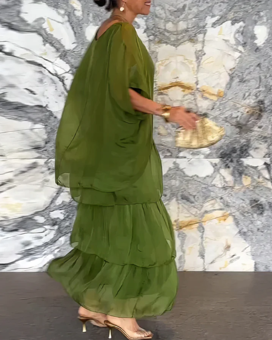 Leona - Løs Maxi-Kjole Med Rund Hals