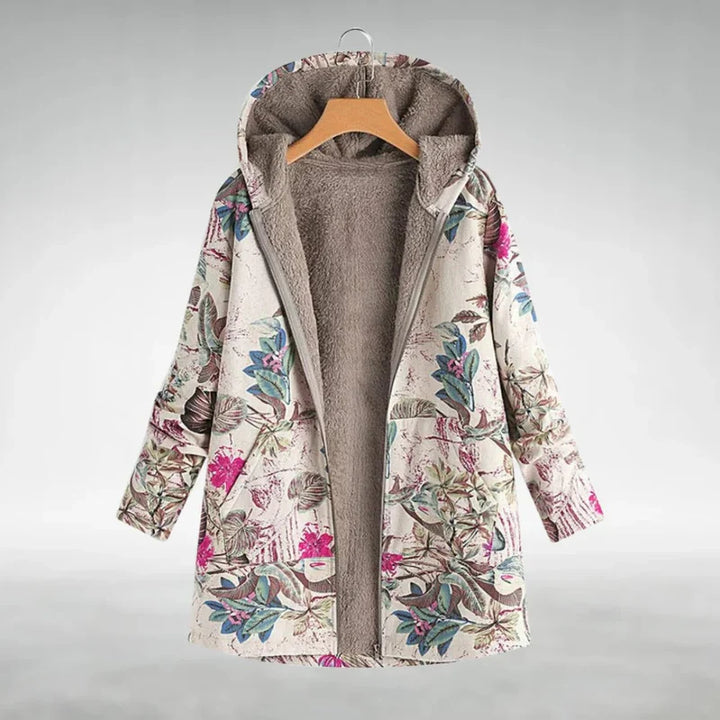 Panida - Stilfuld Fleece Jakke Med Blomster Mønster