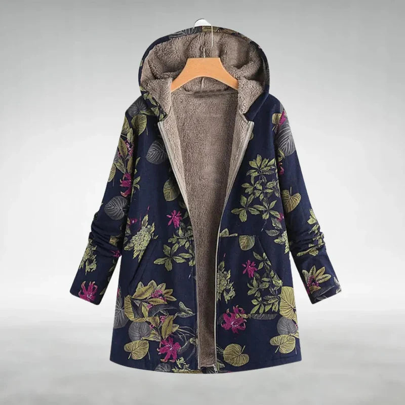 Panida - Stilfuld Fleece Jakke Med Blomster Mønster
