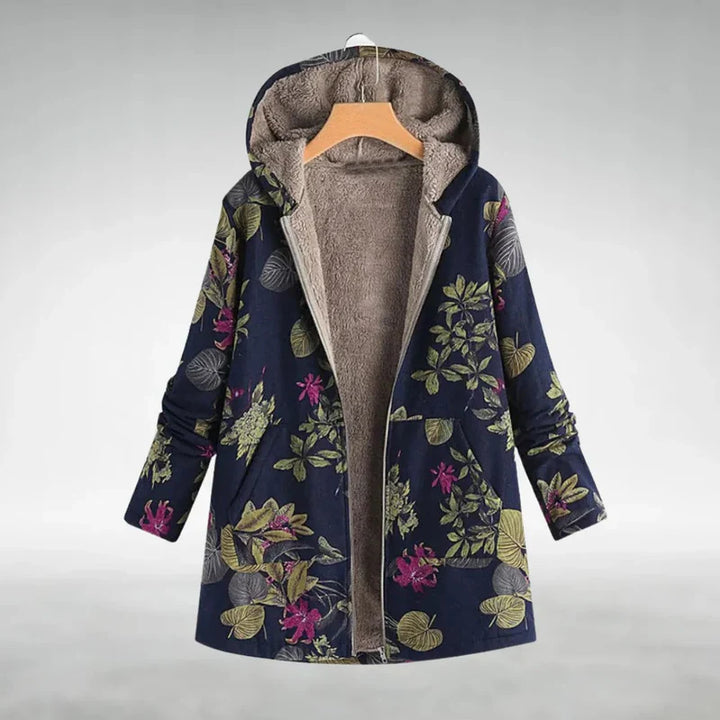 Panida - Stilfuld Fleece Jakke Med Blomster Mønster